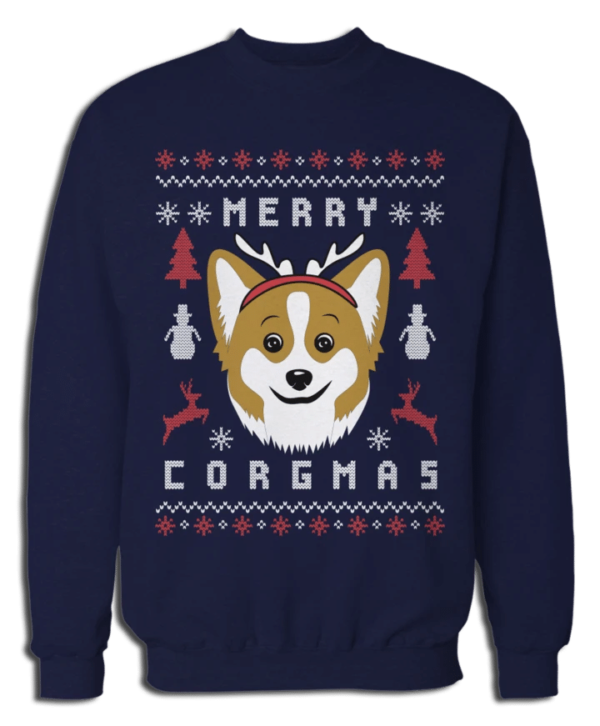 Merry Corgmas Dog Lover Christmas Sweatshirt Sweatshirt Navy S