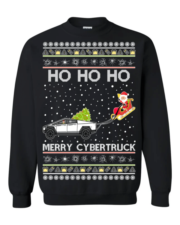 Merry Cybertruck Santa Claus Ugly Christmas Sweatshirt Sweatshirt Black S