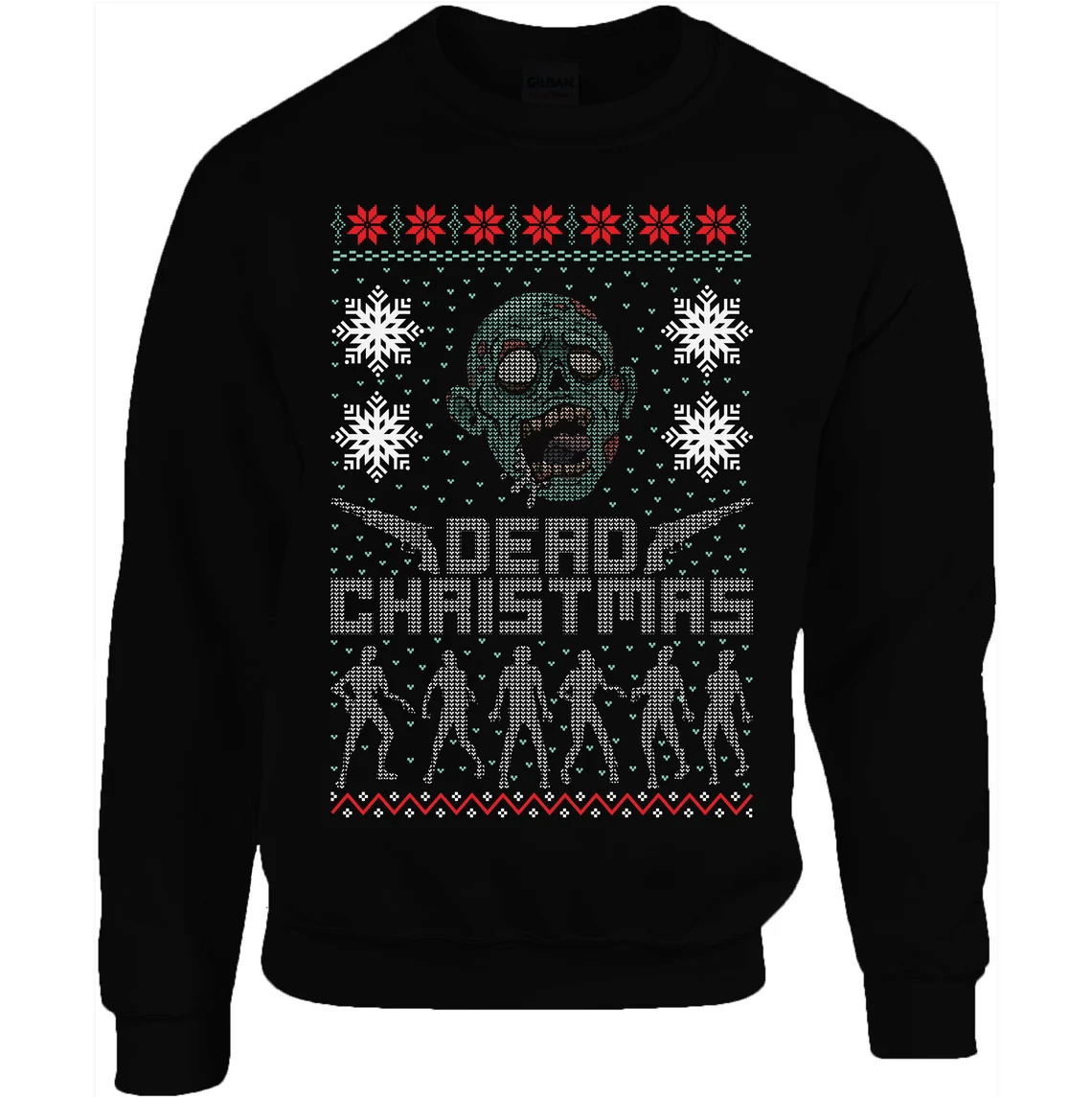 Merry Dead Christmas The Walking Zombie Face Christmas Sweatshirt Style: Sweatshirt, Color: Black