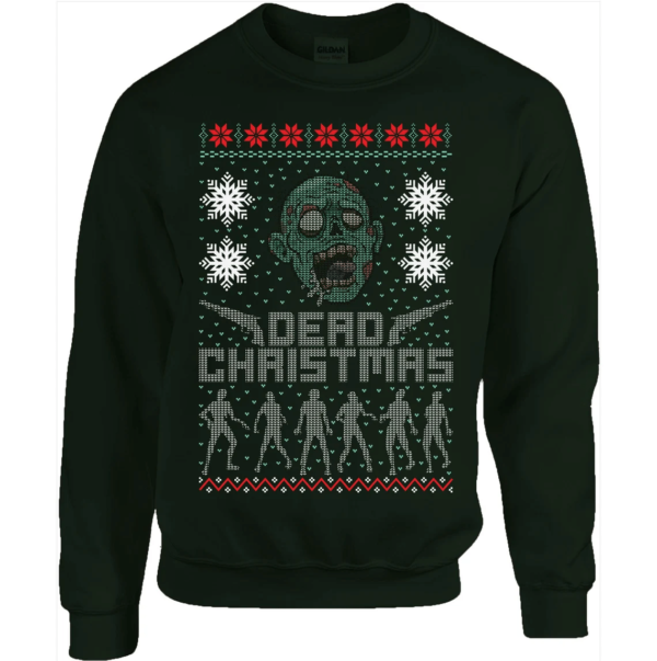 Merry Dead Christmas The Walking Zombie Face Christmas Sweatshirt Sweatshirt Forest Green S