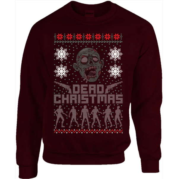 Merry Dead Christmas The Walking Zombie Face Christmas Sweatshirt Sweatshirt Maroon S