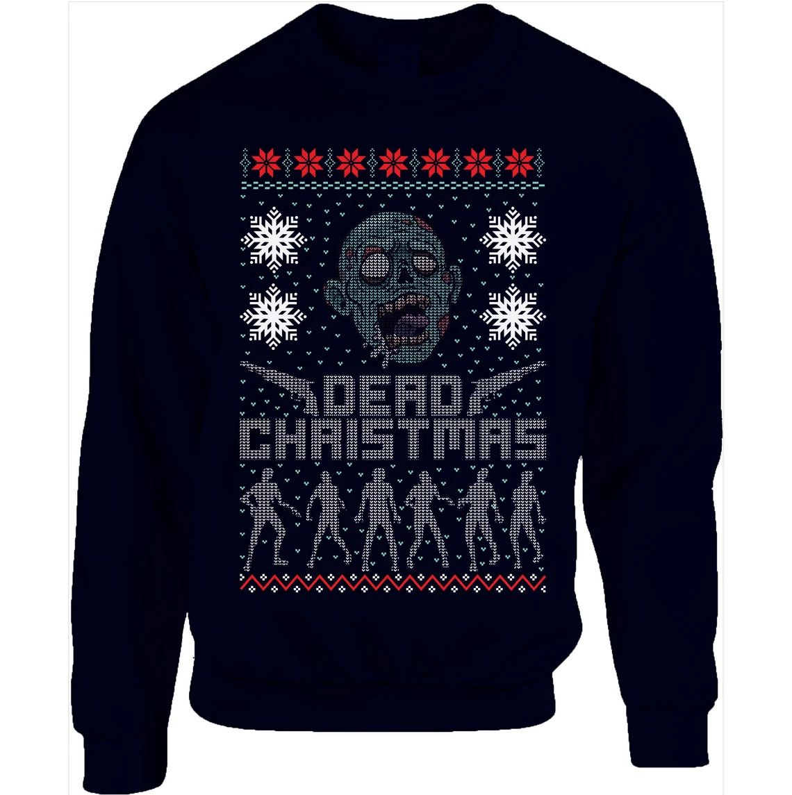 Merry Dead Christmas The Walking Zombie Face Christmas Sweatshirt Style: Sweatshirt, Color: Navy