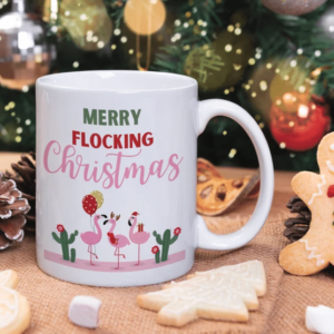 Merry Flocking Christmas Flamingo Coffee Mug Mug 11oz White One Size