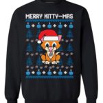 Merry Kitty-Mas Cute Cartoon Cat Christmas Sweatshirt Sweatshirt Black S