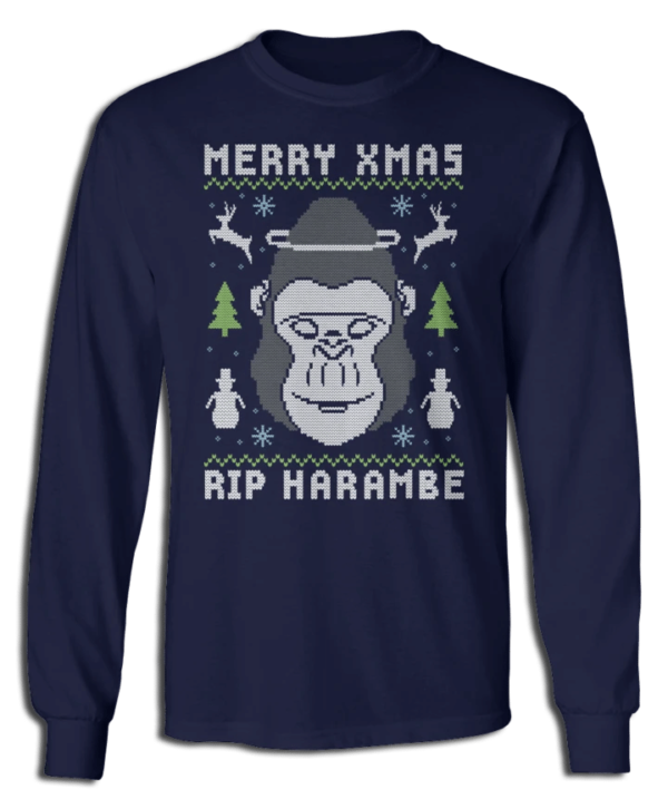 Merry X-Max Rip Harambe Christmas Sweatshirt Long Sleeve Navy S