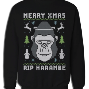 Merry X-Max Rip Harambe Christmas Sweatshirt Sweatshirt Black S