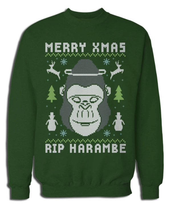 Merry X-Max Rip Harambe Christmas Sweatshirt Sweatshirt Forest Green S
