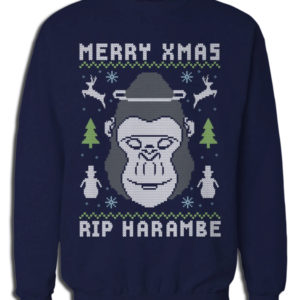 Merry X-Max Rip Harambe Christmas Sweatshirt Sweatshirt Navy S