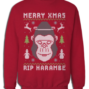 Merry X-Max Rip Harambe Christmas Sweatshirt Sweatshirt Red S