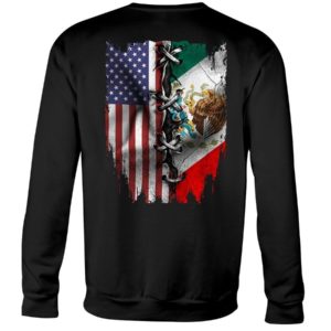 Mexican And American Flag Shirt Crewneck Sweatshirt Black S