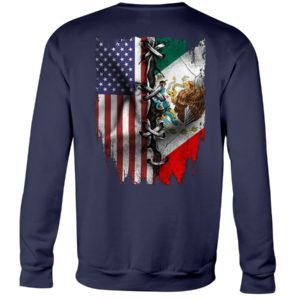 Mexican And American Flag Shirt Crewneck Sweatshirt Navy S
