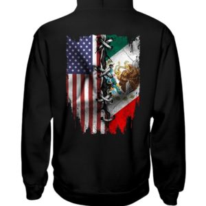 Mexican And American Flag Shirt Hooded Sweatshirt Black S