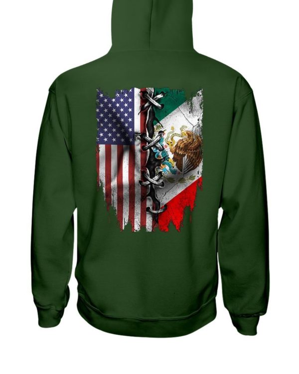 Mexican And American Flag Shirt Hooded Sweatshirt Forest Green S