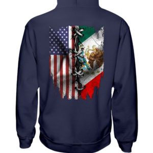Mexican And American Flag Shirt Hooded Sweatshirt Navy S