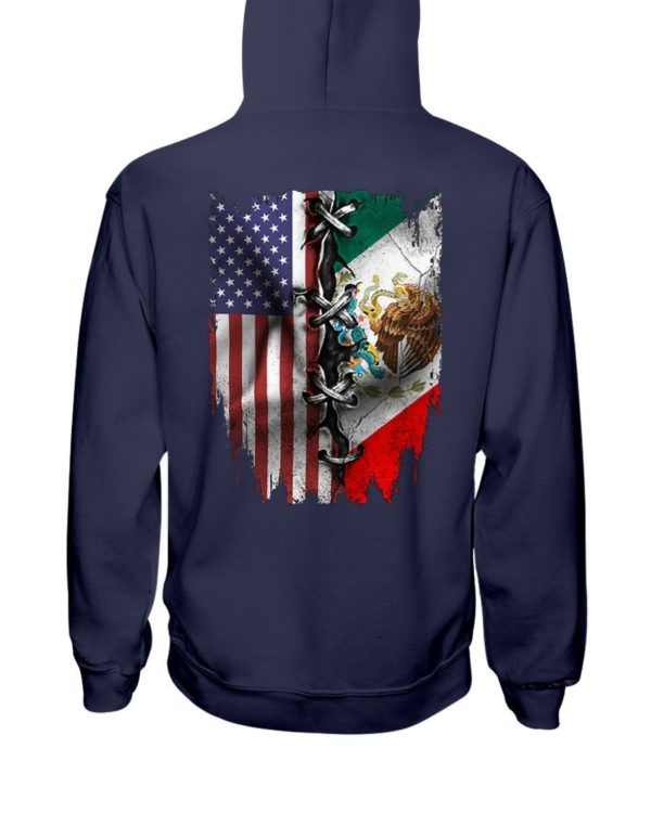 Mexican And American Flag Shirt Hooded Sweatshirt Navy S