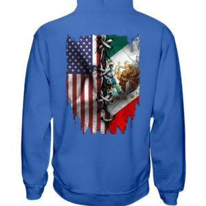 Mexican And American Flag Shirt Hooded Sweatshirt Royal Blue S