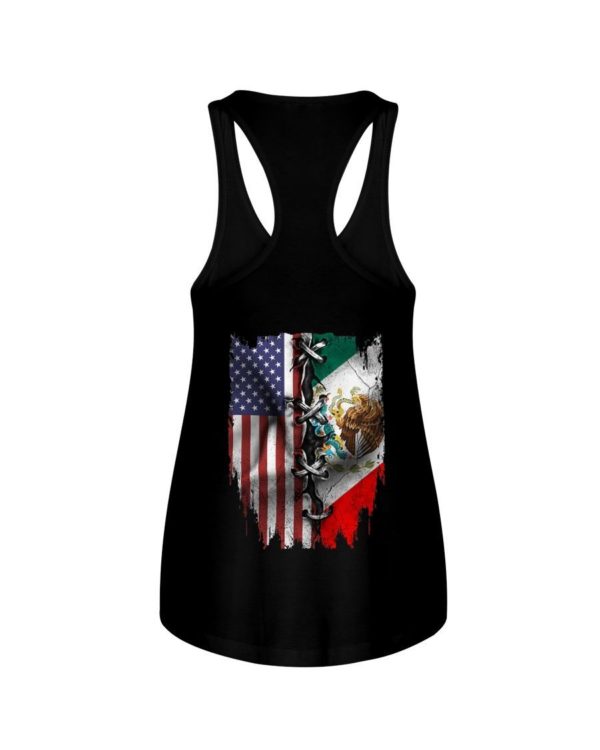 Mexican And American Flag Shirt Ladies Flowy Tank Black S