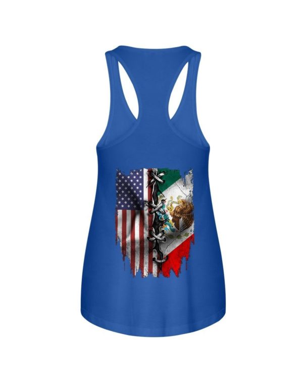 Mexican And American Flag Shirt Ladies Flowy Tank Royal Blue S