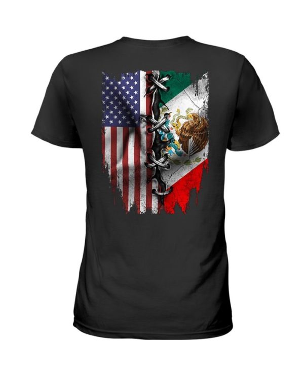 Mexican And American Flag Shirt Ladies T-Shirt Black S