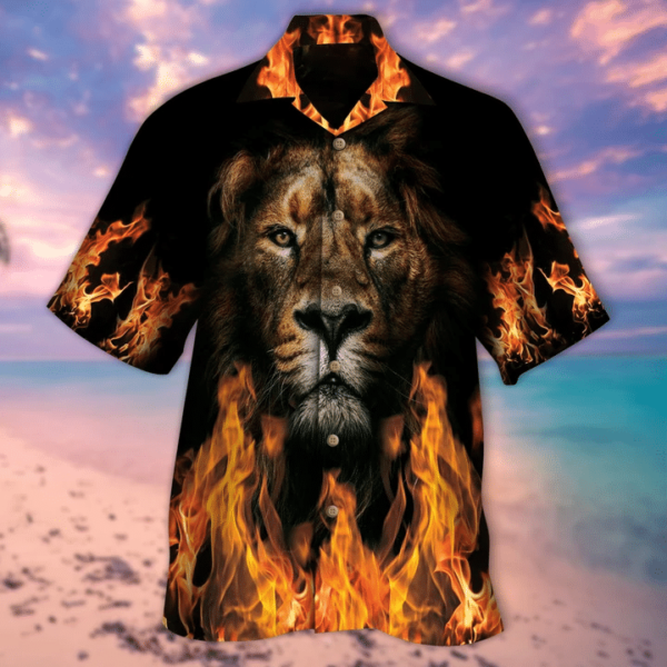 Mighty Lion Hawaiian Shirt Short-Sleeve Hawaiian Shirt Black S