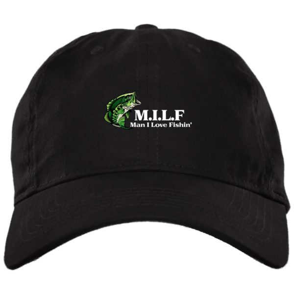 MILF Dad Hat, Man I Love Fishing Hat BX880 Twill Unstructured Dad Cap Black One Size