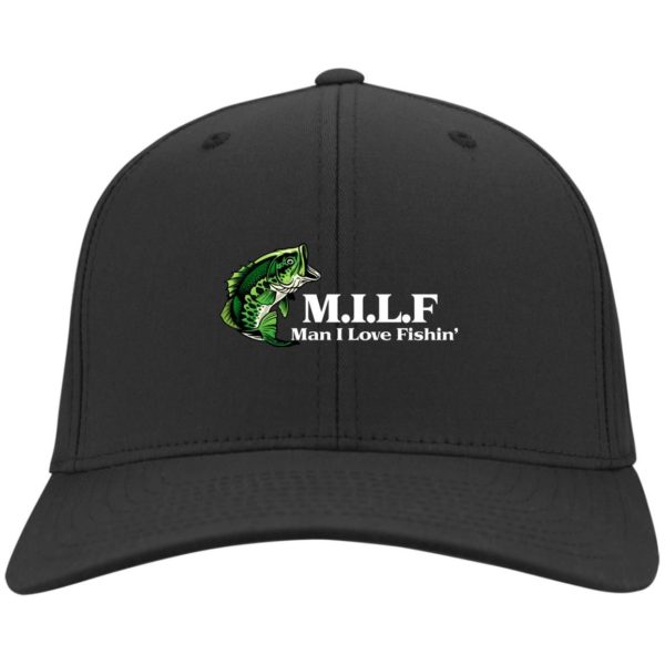 MILF Dad Hat, Man I Love Fishing Hat CP80 Twill Cap Black One Size