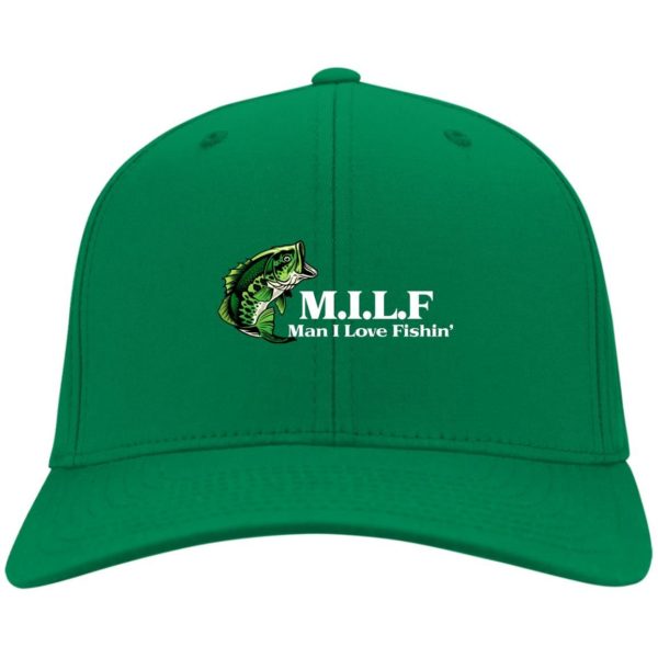 MILF Dad Hat, Man I Love Fishing Hat CP80 Twill Cap Kelly Green One Size