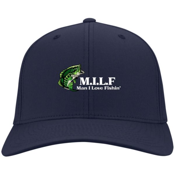 MILF Dad Hat, Man I Love Fishing Hat CP80 Twill Cap Navy One Size