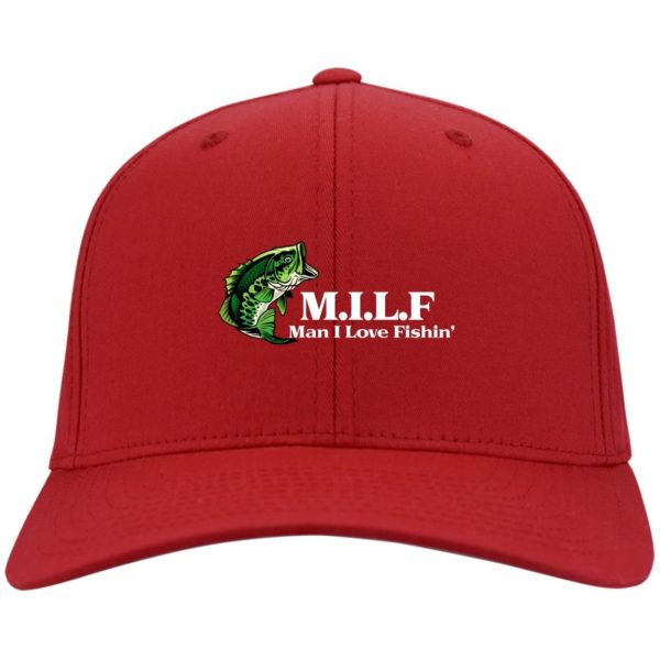 MILF Dad Hat, Man I Love Fishing Hat CP80 Twill Cap Red One Size
