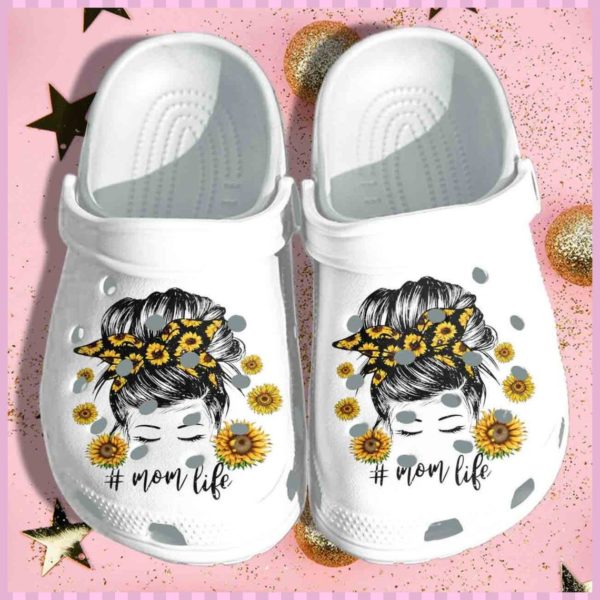 Mom Life Sunflower Unisex – Clog Whitesole Shoes