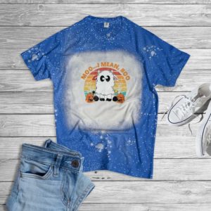 Moo I Mean Boo Ghost Cow Halloween Bleached T-Shirt Bleached T-Shirt Royal XS
