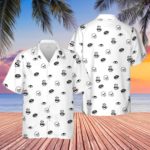 Morning Glory Donut, Coffee, Skull Hawaiian Button Shirt Short Sleeve Hawaiian Shirt White S