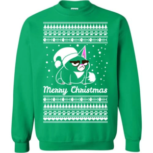 Motif Cat Ugly Christmas Sweatshirt Sweatshirt Irish Green S