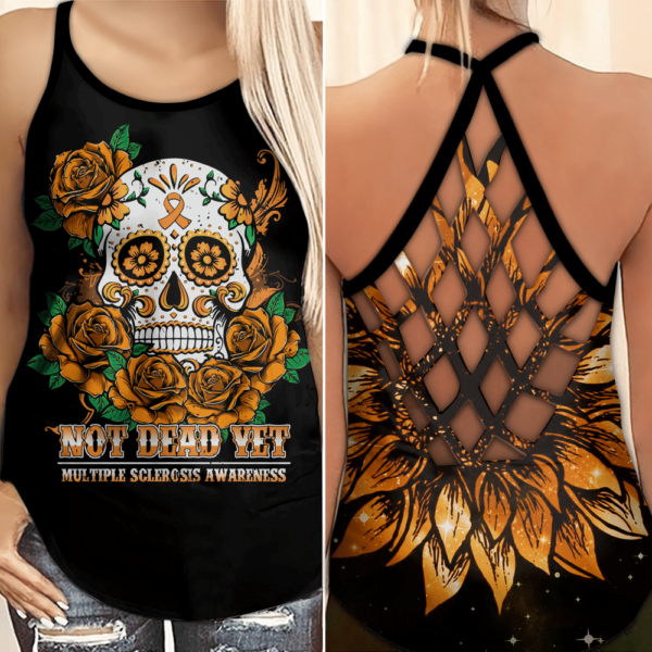 Multiple Sclerosis Awareness Not Dead Yet Criss Cross Tank Top product photo 0