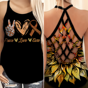 Multiple Sclerosis Awareness Peace Love Cure Criss Cross Tank Top product photo 0