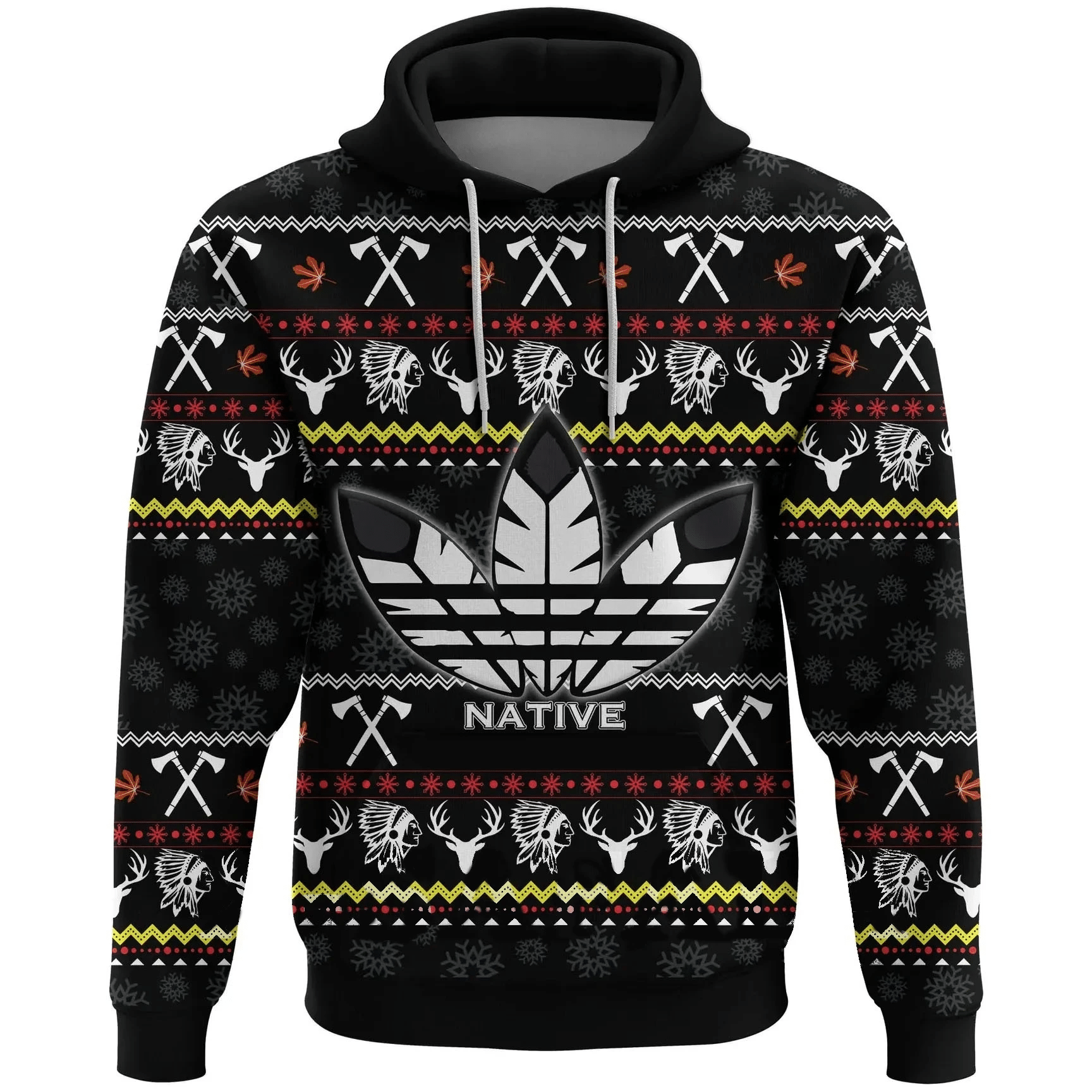 Native Sign 3D Christmas All Over Printed Shirt Style: 3D Hoodie, Color: Black