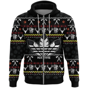 Native Sign 3D Christmas All Over Printed Shirt 3D Zip Hoodie Black S