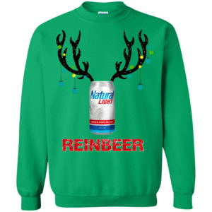 Natural Light Reinbeer Beer Lover - Reindeer Christmas sweatshirt Sweatshirt Irish Green S