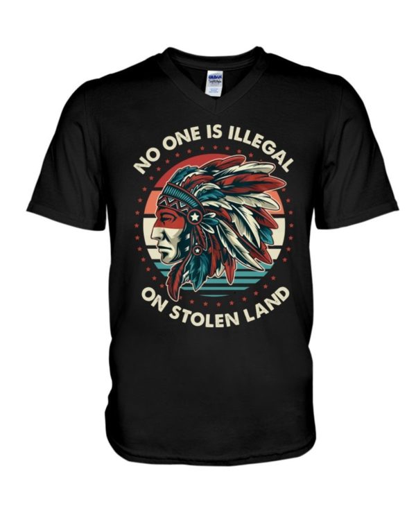 No One Is Illegal On Stolen Land Shirt V-Neck T-Shirt Black S