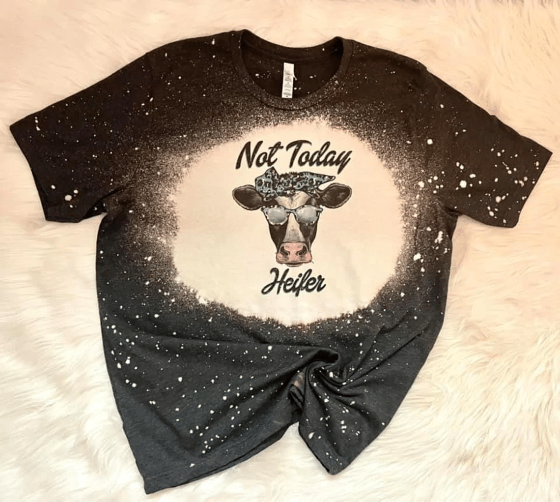 No Today Heifer Bleached T-Shirt Style: Bleached T-Shirt, Color: Black