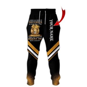 November Guy Lion King Personalized Name 3D All Over Printed Shirt AOP Sweatpant Black S