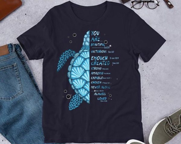 Ocean Turtle You Are Beautiful Victorious Shirt Unisex T-Shirt Forest Green S