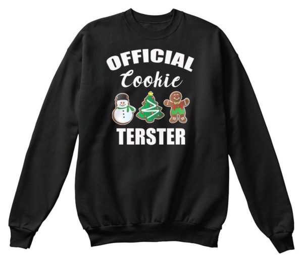Official Cookie Tester Gingerbread Snowman Christmas Tree Christmas Sweatshirt Sweatshirt Black S