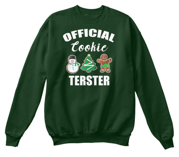 Official Cookie Tester Gingerbread Snowman Christmas Tree Christmas Sweatshirt Sweatshirt Green S