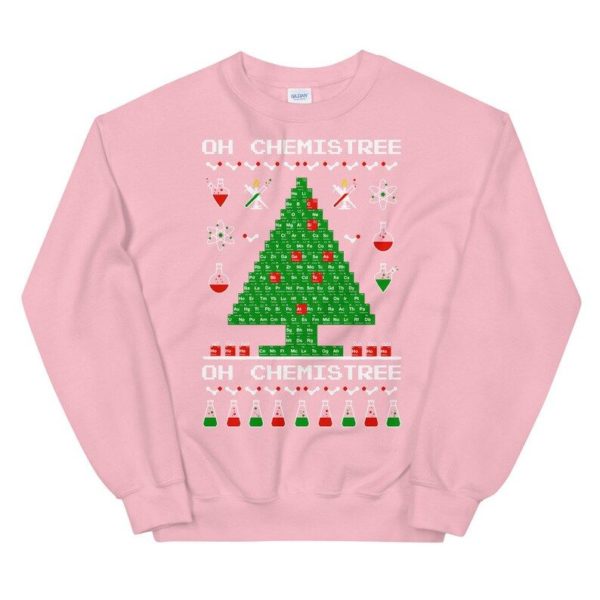 Oh Chemistree Science Lover Chemical Periodic Table Christmas Tree Sweatshirt Sweatshirt Light Pink S