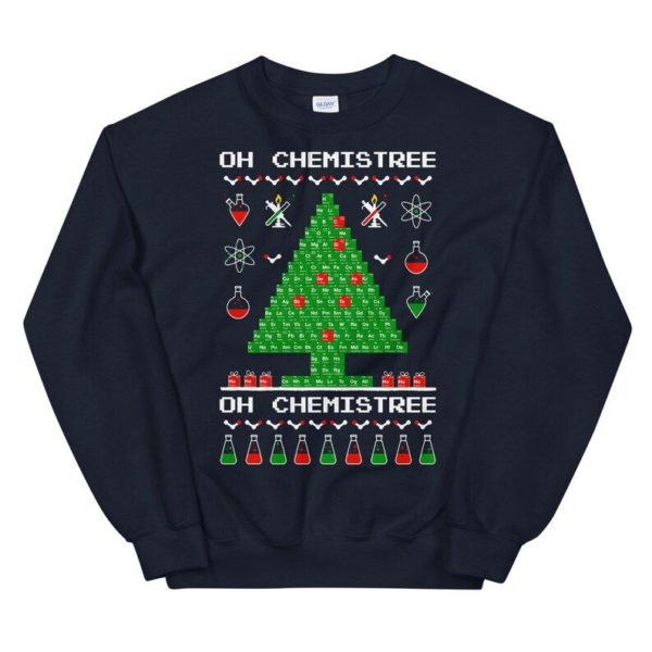 Oh Chemistree Science Lover Chemical Periodic Table Christmas Tree Sweatshirt Sweatshirt Navy S