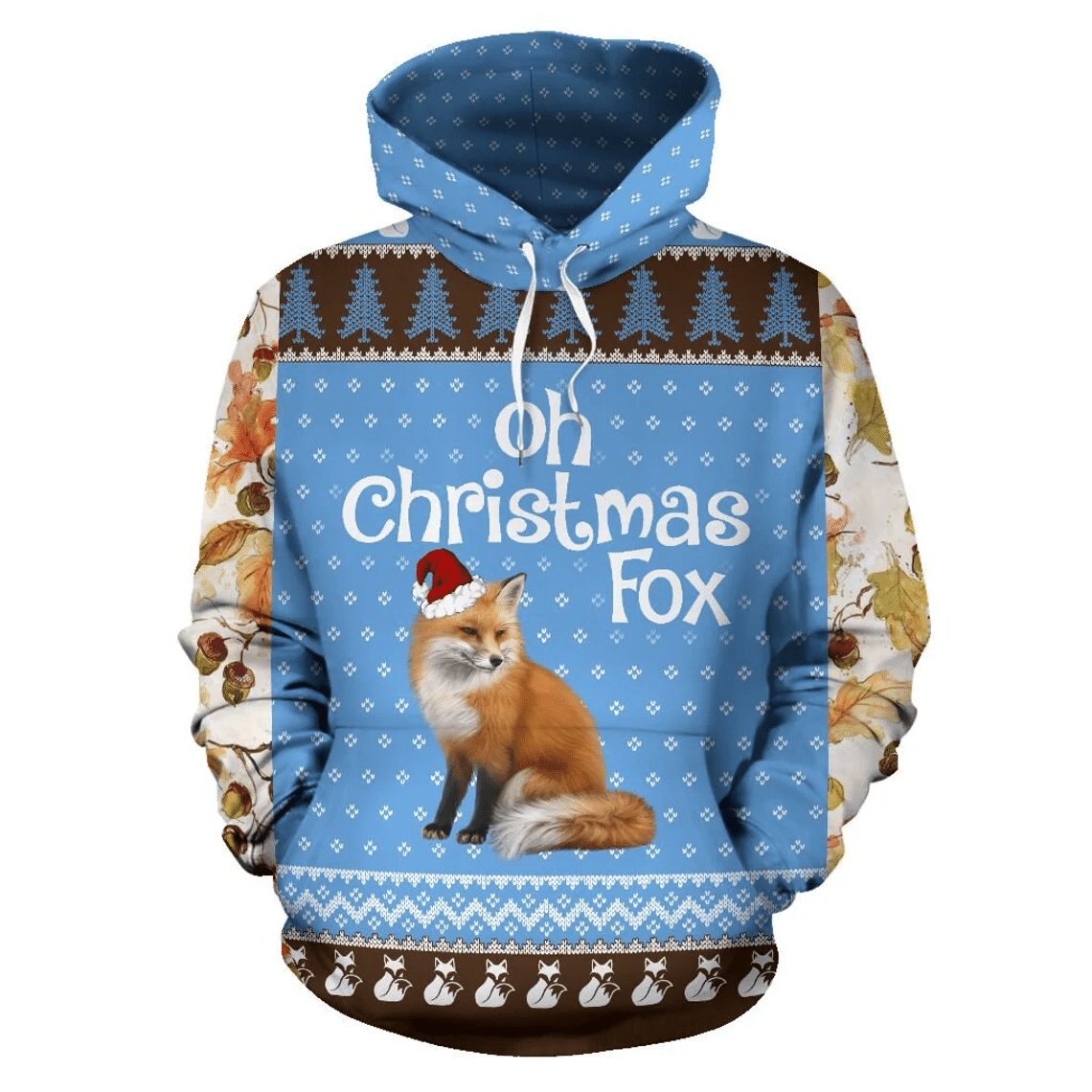 Oh Christmas Fox 3D All Over Print Hoodie Style: 3D Hoodie, Color: Blue