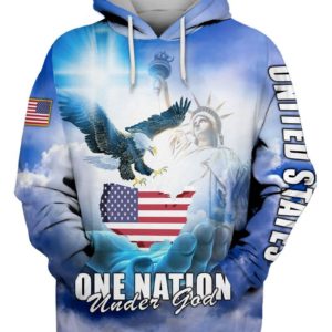 One Nation Under God Statue of Liberty & Eagle 3D All Over Print Shirt 3D Hoodie Royal S
