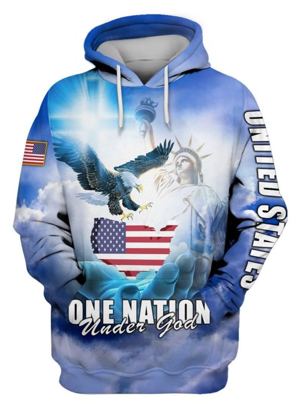One Nation Under God Statue of Liberty & Eagle 3D All Over Print Shirt 3D Hoodie Royal S