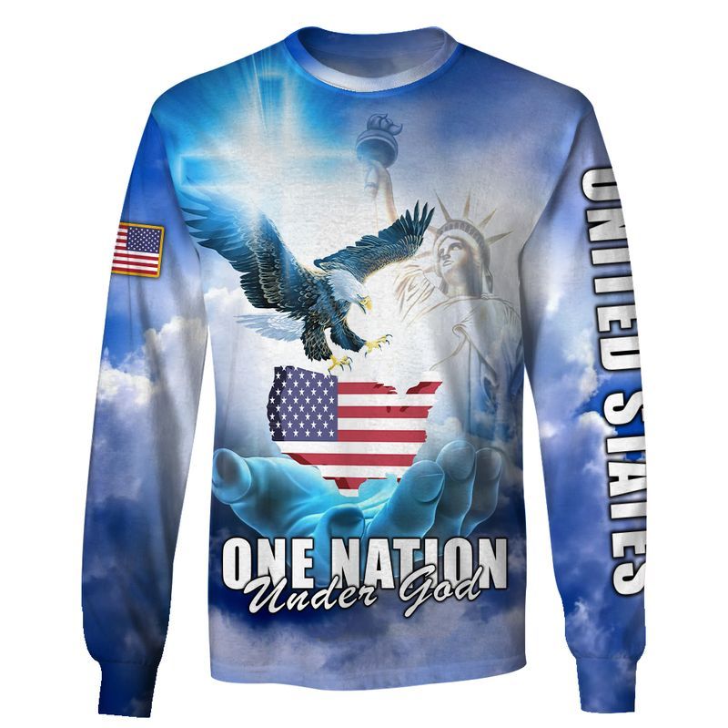 One Nation Under God Statue of Liberty & Eagle 3D All Over Print Shirt Style: 3D Sweatshirt, Color: Royal
